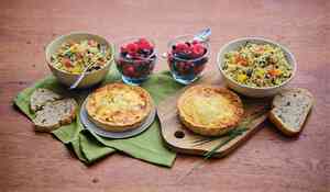 Menu équilibré avec tarte aux fromages